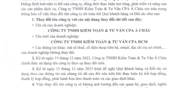 THAY ĐỔI TÊN CÔNG TY